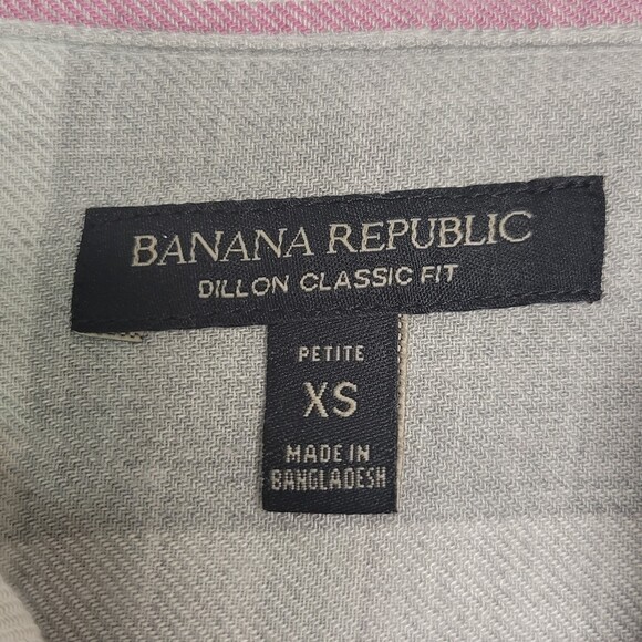 Banana Republic Dillon Classic Fit Flannel long sleeve gray pink shirt size XSP - Picture 4 of 8